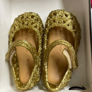 Mini Melissa gold campana glitter shoes size 6